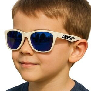 Babiators Aces Aviator Sunglasses Kids Wicked White Blue Lenses Ages 7-14 100 UV